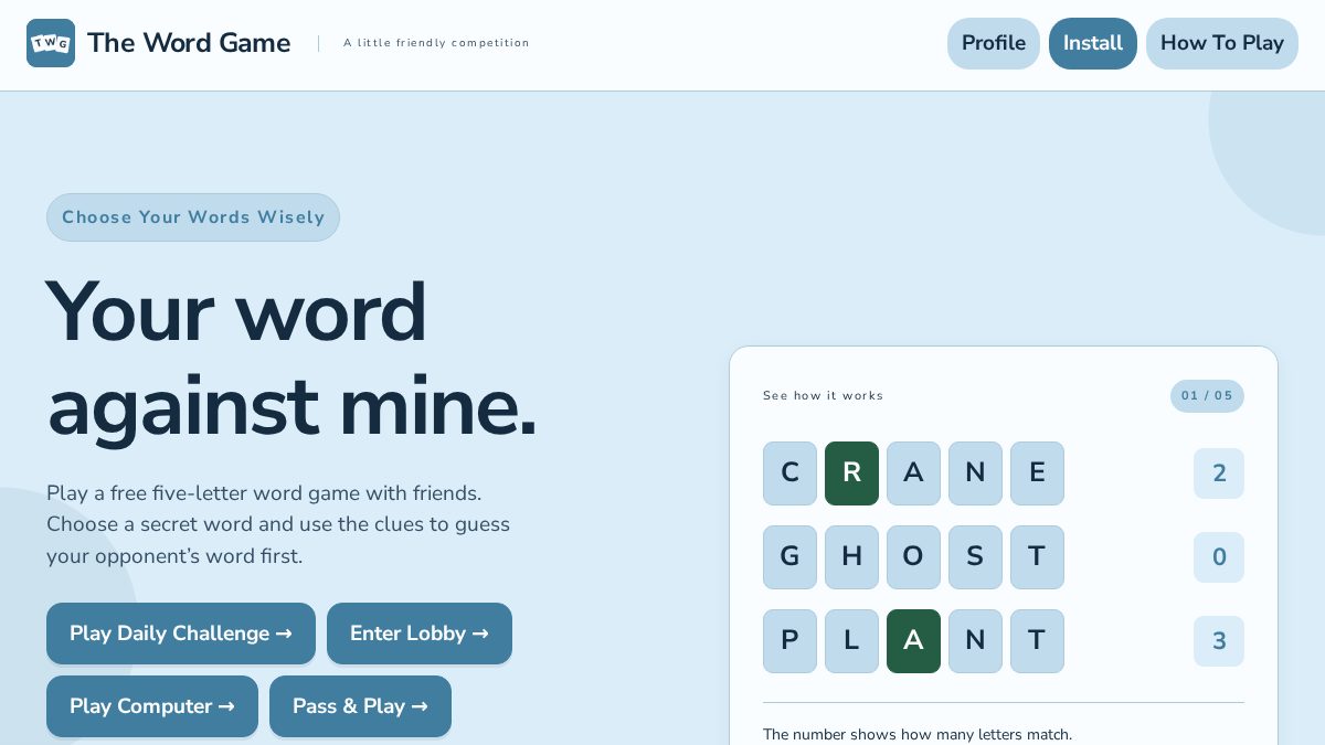 Preview of Play The Word Game